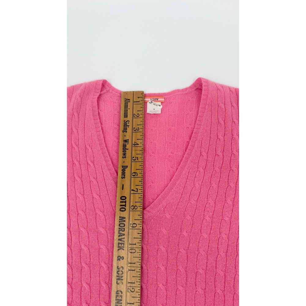 J.Crew Womens Pink 100% Cashmere Cable Knit V-Neck Sweater Medium - Picture 7 of 8